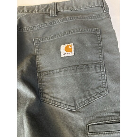 CARHARTT Twill Work Pants Mens 44x30 Olive Green Relaxed Fit Straight Carpenter - Picture 6 of 9